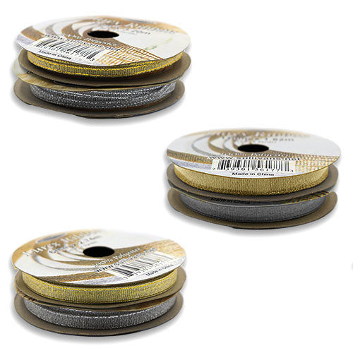 56177 Sullivans Lurex Metallic Boxed Ribbon - 72 Rolls 