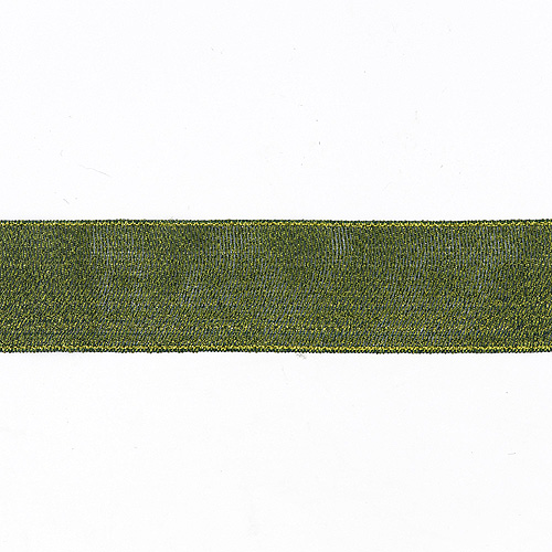 56205 Ribbon Organza 38mm Green/gold Metallic