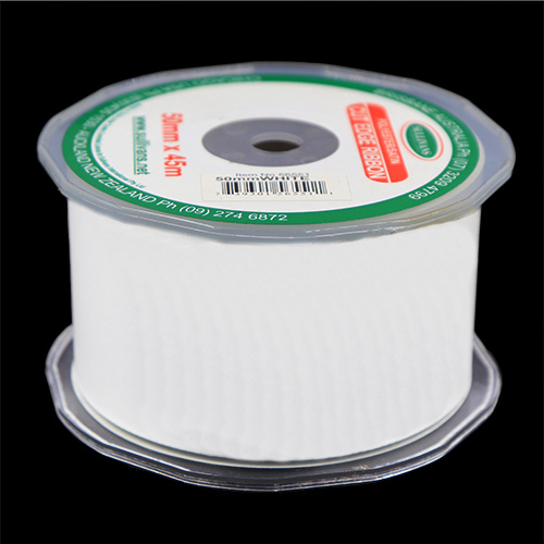 56551 Sullivans 50mm Cut Edge Ribbon - White 45mts