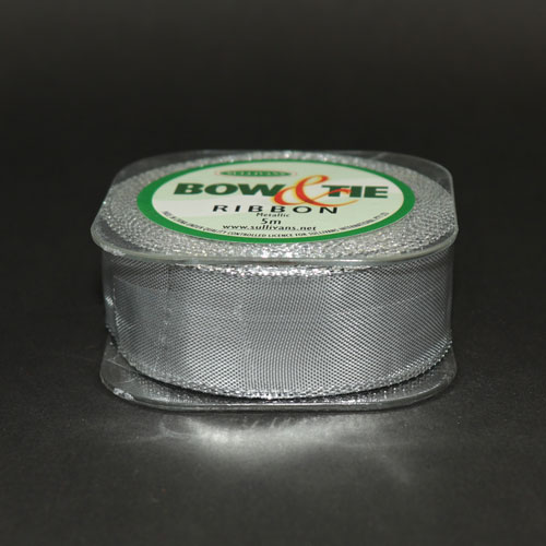 57444 Ribbon Bow & Tie 25mm Silver