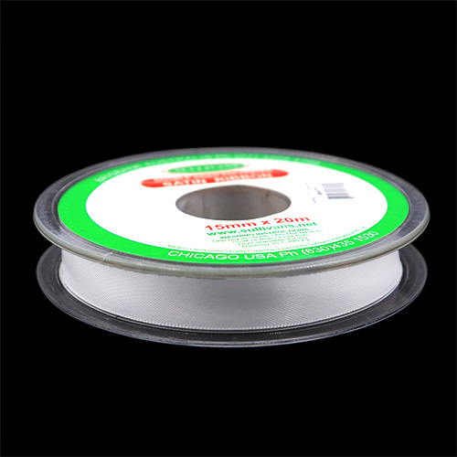57570 Sullivans 15mm Double Sided Ribbon - White 20mts