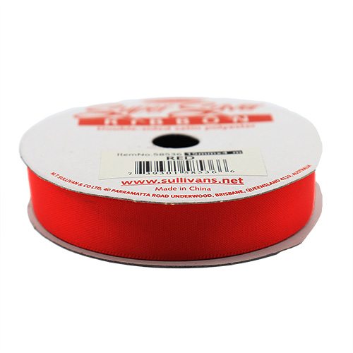58536 Sullivans 15mm Double Sided Ribbon  - Red 4mts
