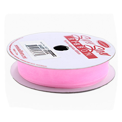 58575 Ribbon Organza 15mm Baby Pink