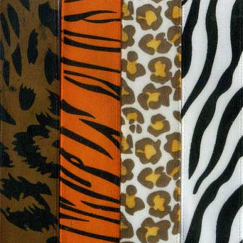 58905 Ribbon Satin Animal Prints Assorted