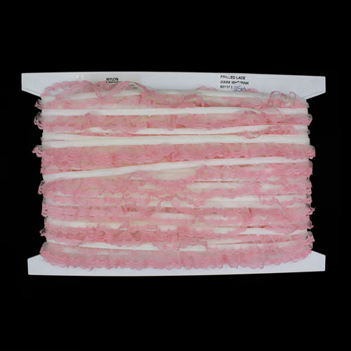 60117 Lace Nylon Frilled 20mm White Pink
