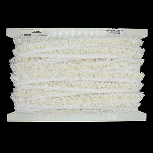 60277 Polyester Nylon Frilled Lace 22mm White And Cream