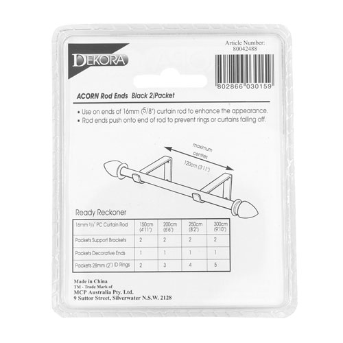 603015 Finial For 16mm Rod Black