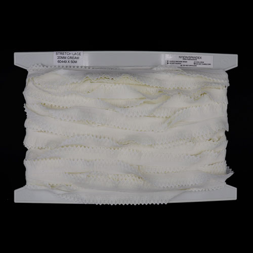 60449 Lace Stretch 20mm Cream