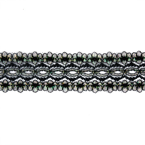 60765 Sullivans 30mm Eyelet Lace - 200m - Opal Black