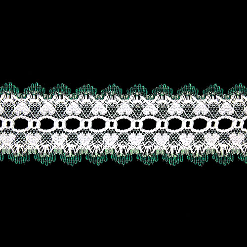 60786 Sullivans 40mm Coloured Edge Eyelet Lace - 200m - Green