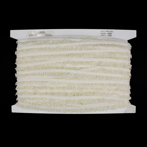 60803 Lace Nylon Frilled 13mm Ivory