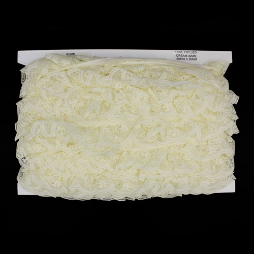 60810 Lace Nylon Frilled 32mm Cream