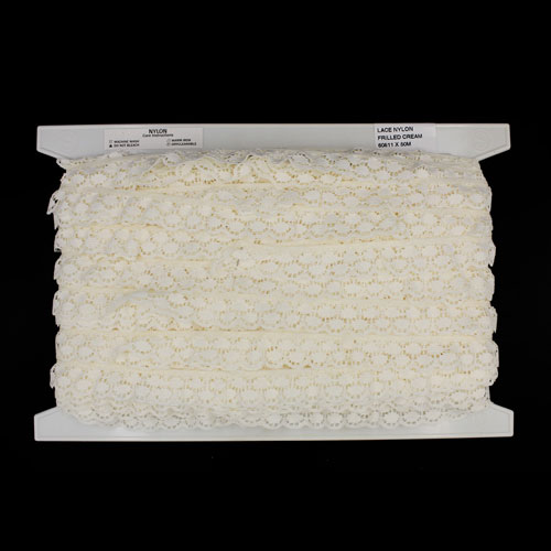 60811 Lace Nylon Frilled 12mm Cream