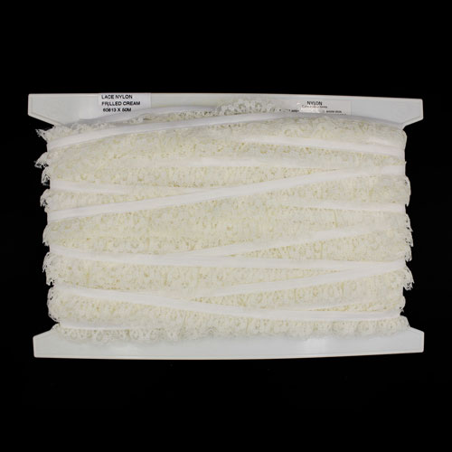 60813 Lace Nylon Frilled 20mm Cream