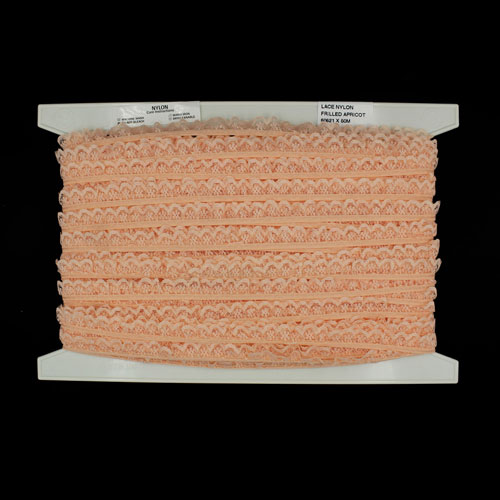 60821 Lace Nylon Frilled 15mm Apricot
