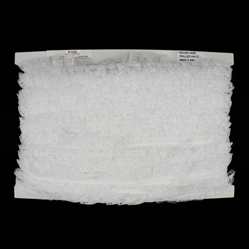 60832 Lace Nylon Frilled 22mm White