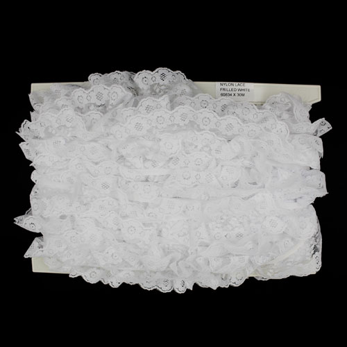 60834 Lace Nylon Frilled 34mm White