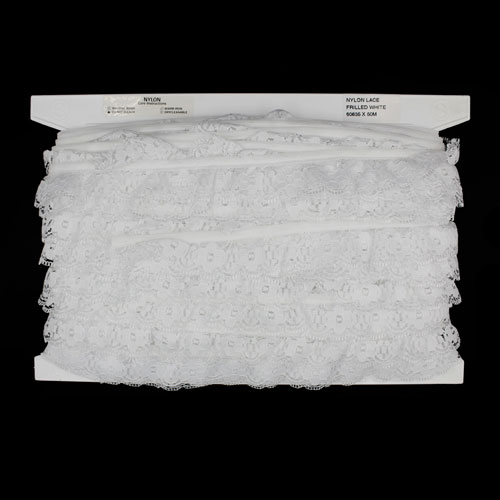60835 Lace Nylon Frilled 30mm White