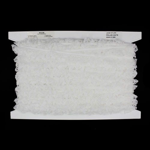 60840 Lace Nylon Frilled 24mm White