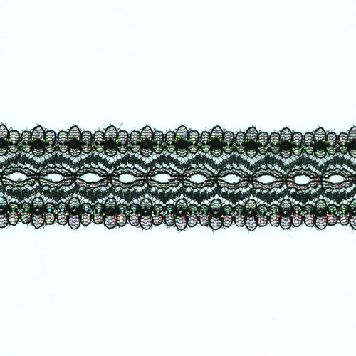 61078 Lace Eyelet Opal 30mm  Black 50mt