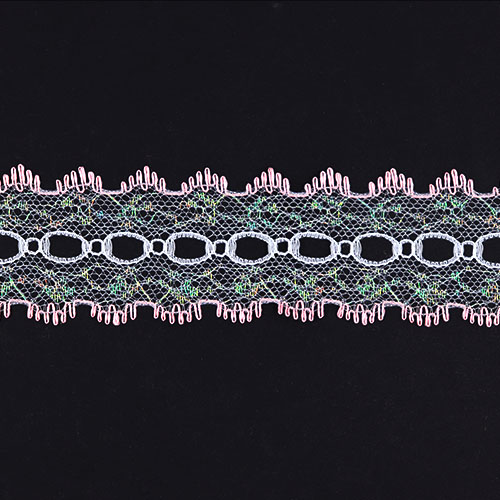 61163 Lace Eyelet 35mm White Pink