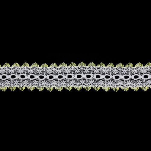 61168 Lace Eyelet 35mm White Lemon