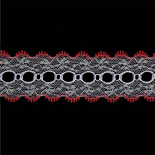 61211 Crafty Saver 35mm Picot Eyelet Lace - 5m - White/red