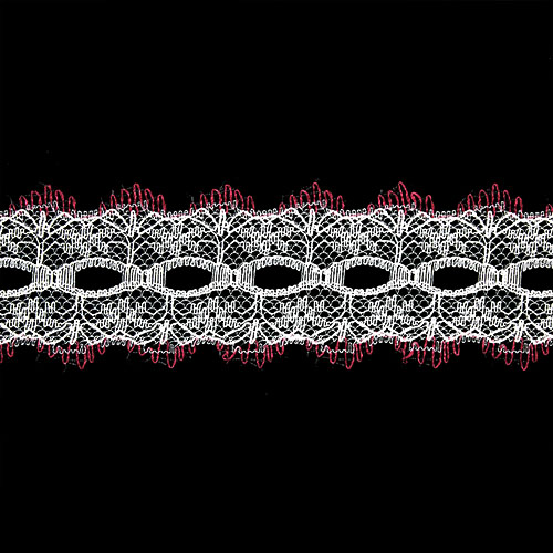 61212 Crafty Saver 35mm Picot Eyelet Lace - 5m - White/burgundy