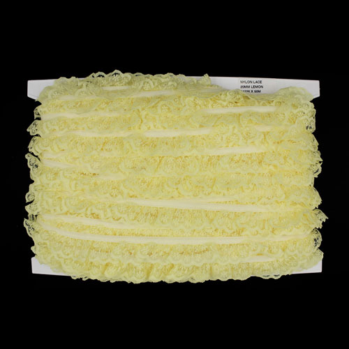 61226 Lace Nylon Frilled 20mm Lemon