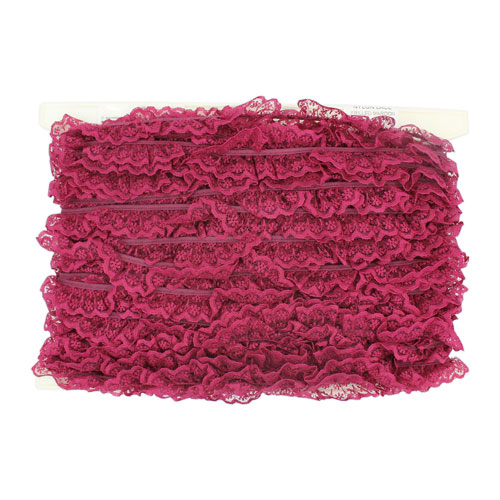 61231 Lace Nylon Frilled 20mm Maroon