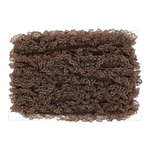 61238 Lace Nylon Frilled 20mm Brown