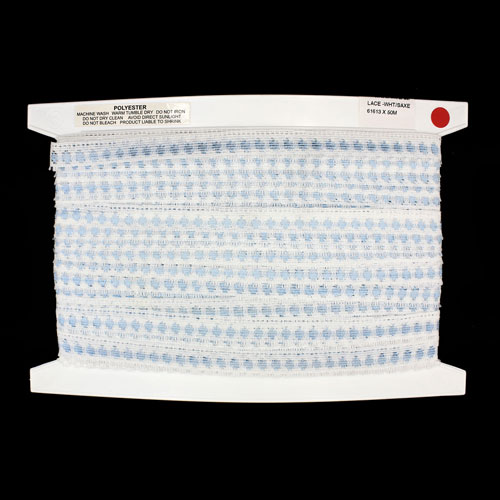 61613 Lace Polyester Nylon 18mm White Blue