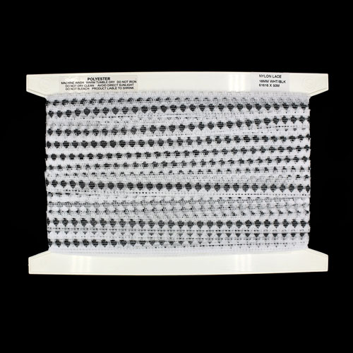 61616 Lace Polyester Nylon 18mm White Black