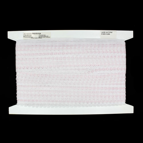 61620 Lace Polyester Nylon 18mm White Light Pink
