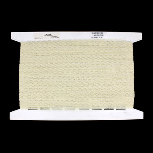 61653 Lace Nylon 12mm Cream
