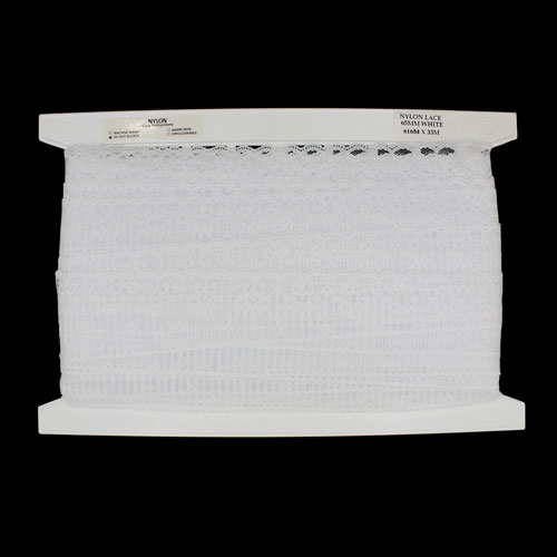 61684 Sullivans 65mm Nylon Lace - White 33mts