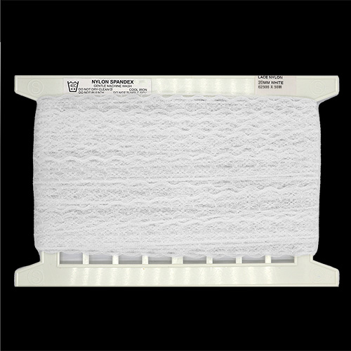62506 Sullivans 20mm Flat Nylon Lace - White 50mts