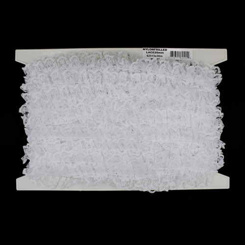 62515 Lace Nylon Frilled 20mm White