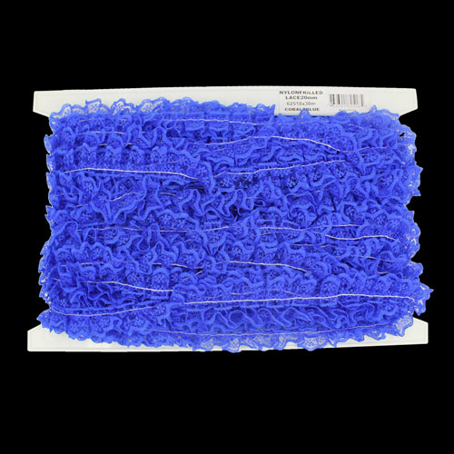 62518 Lace Nylon Frilled 20mm Cobalt Blue