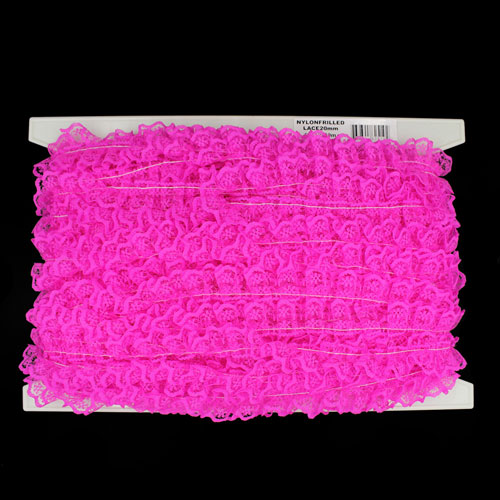 62519 Lace Nylon Frilled 20mm Hot Pink