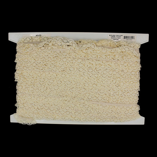 63010 Lace Nylon Frilled 16mm Cream