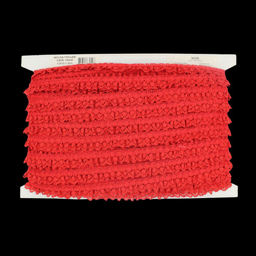 63019 Lace Nylon Frilled 16mm Red