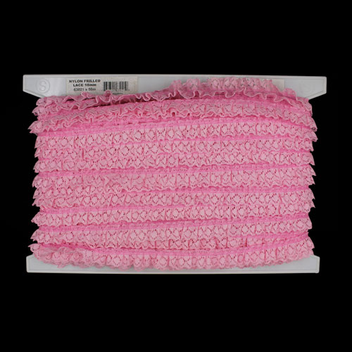 63021 Lace Nylon Frilled 16mm Pink