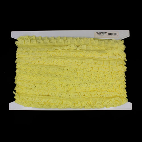 63022 Lace Nylon Frilled 16mm Yellow