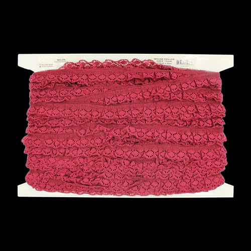 63038 Lace Nylon Frilled 16mm Burgundy