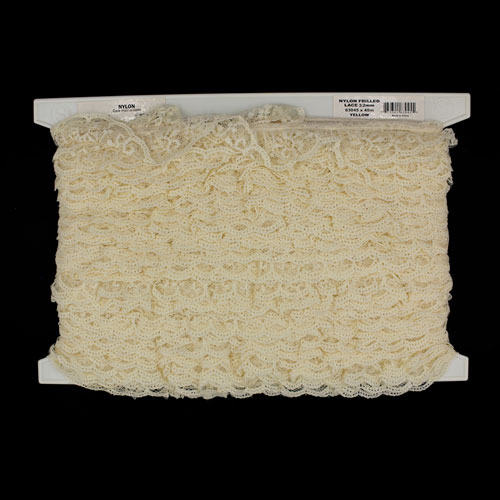 63045 Lace Nylon Frilled 32mm Yellow