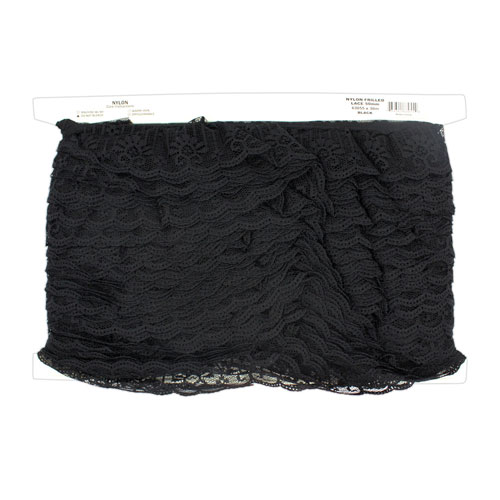 63055 Lace Nylon Frilled 50mm Black