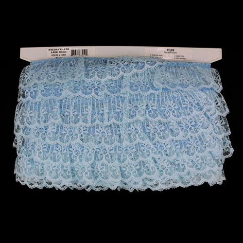 63059 Lace Nylon Frilled 50mm Blue