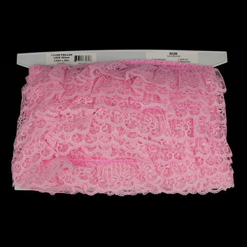 63060 Lace Nylon Frilled 50mm Pink