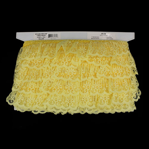 63065 Lace Nylon Frilled 50mm Yellow